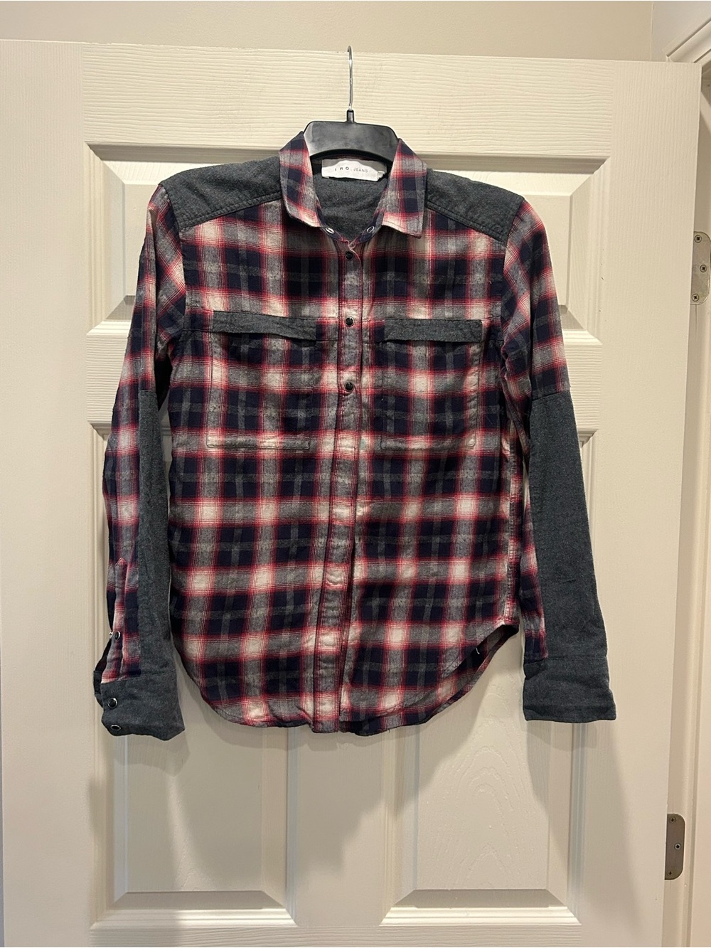 Women’s Plaid Button-Up Shirt - Red & Navy